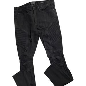 Black denim biker jeans